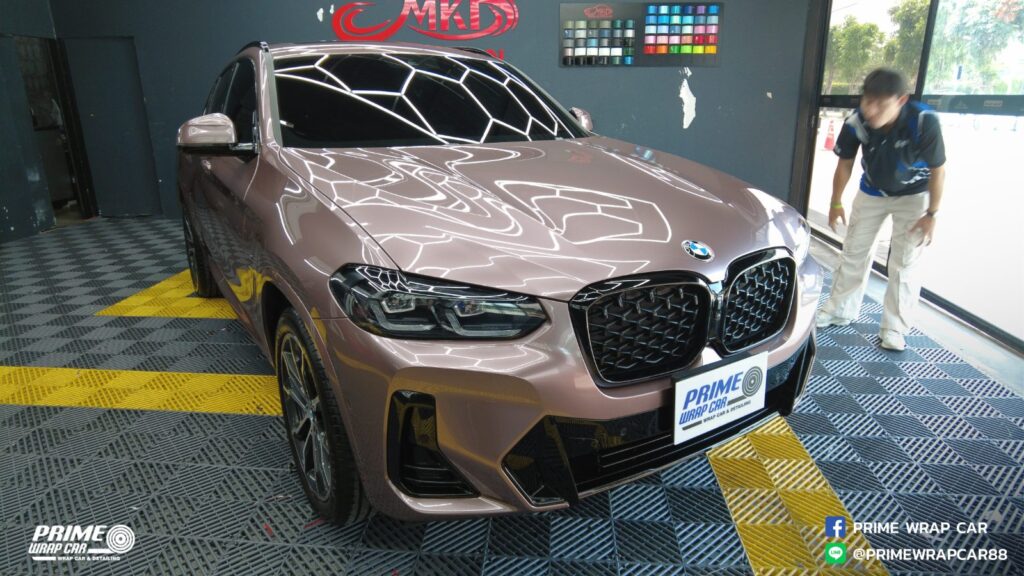 งานเปลี่ยนสีรถ BMW X4 เป็นโทนโรสโกลด์ โดย Prime Wrap Car ราชพฤกษ์