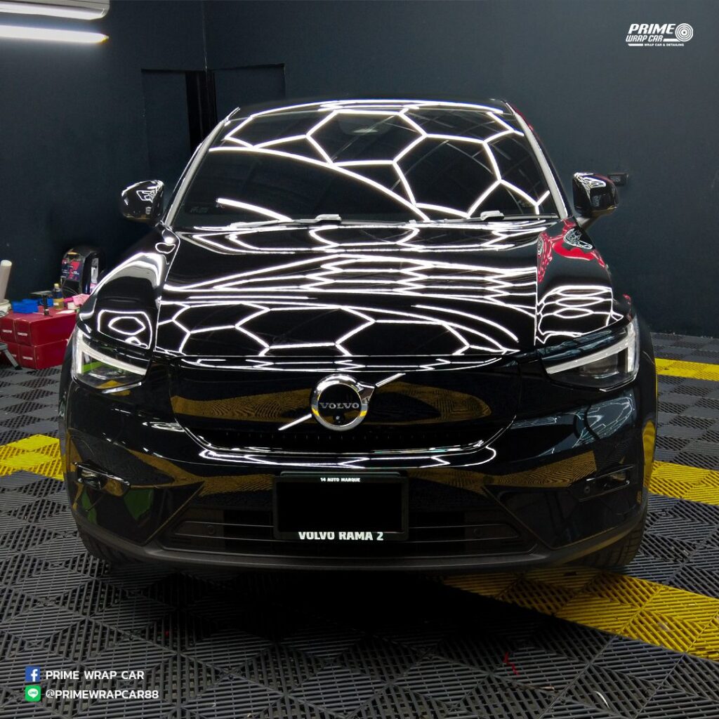 งานฟิล์มกันรอย PPF บนรถ Volvo EC40 สีดำ โดย Prime Wrap Car บางใหญ่ นนทบุรี